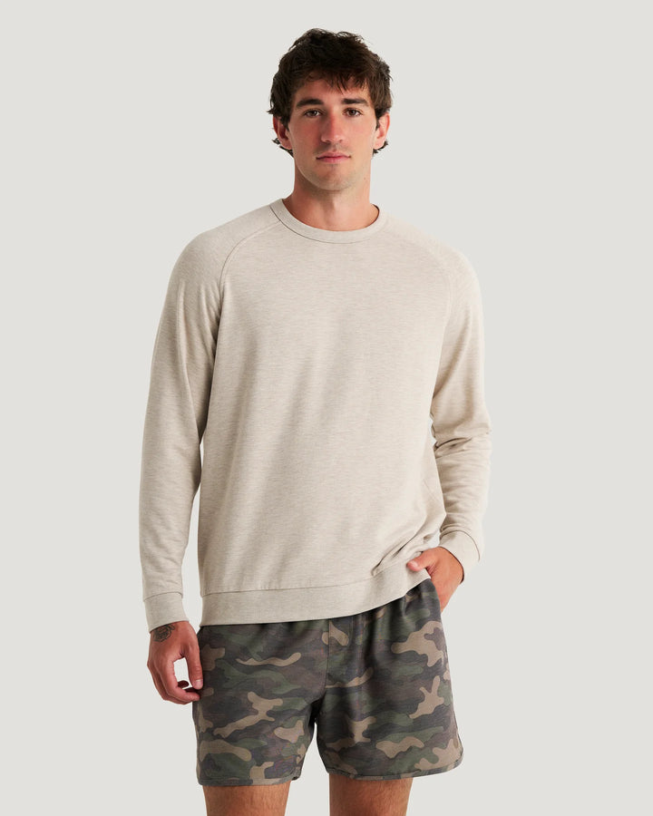 Free Fly Men's Bamboo Lightweight Fleece Crew: Heather Desert Tan