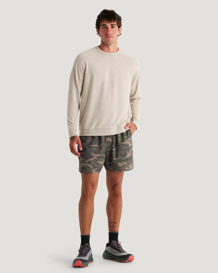 Free Fly Men's Bamboo Lightweight Fleece Crew: Heather Desert Tan