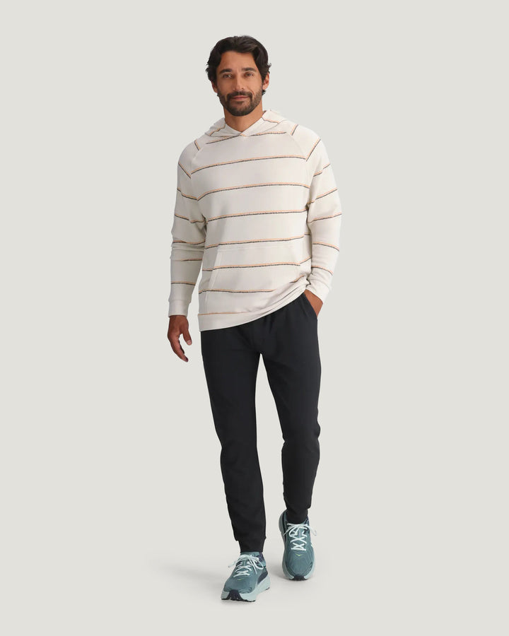 Free Fly Men's Bamboo Lightweight Fleece Hoodie: Dash Double Stripe Birch