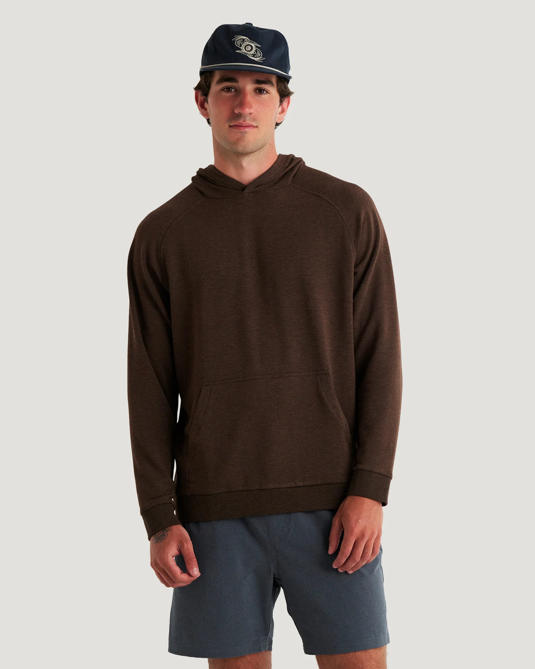 Free Fly Men's Bamboo Lightweight Fleece Hoodie: Heather Dark Brown