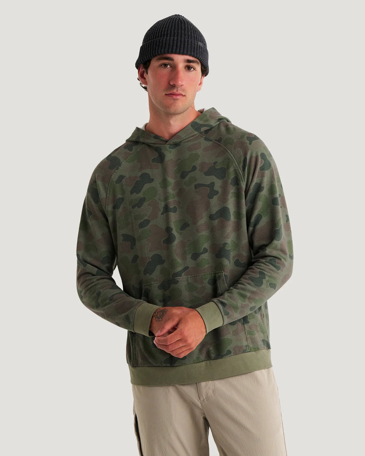 Free Fly Men's Bamboo Lightweight Fleece Hoodie: Vintage Camo Oil Green