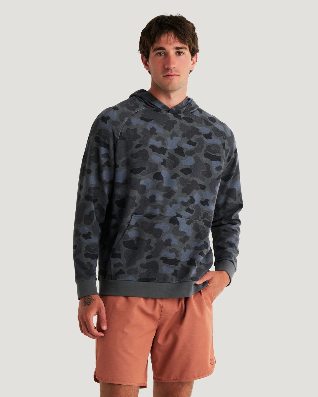 Free Fly Men's Bamboo Lightweight Fleece Hoodie: Vintage Camo Black
