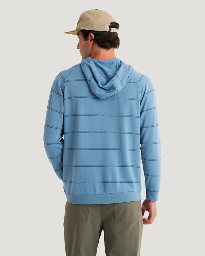 Free Fly Men's Bamboo Lightweight Fleece Hoodie: Dash Double Stripe Windward Blue