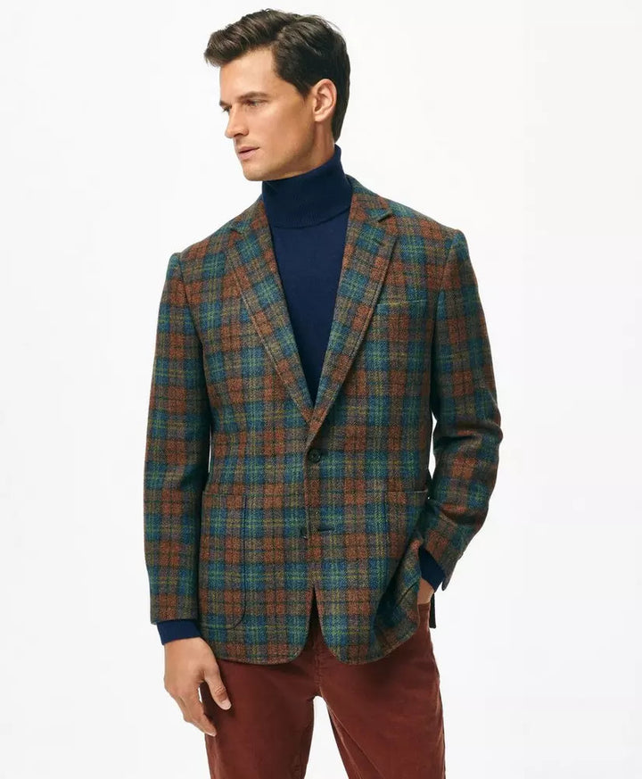 Brooks Brothers Classic Fit Sport Coat in Plaid Shetland Wool Tweed