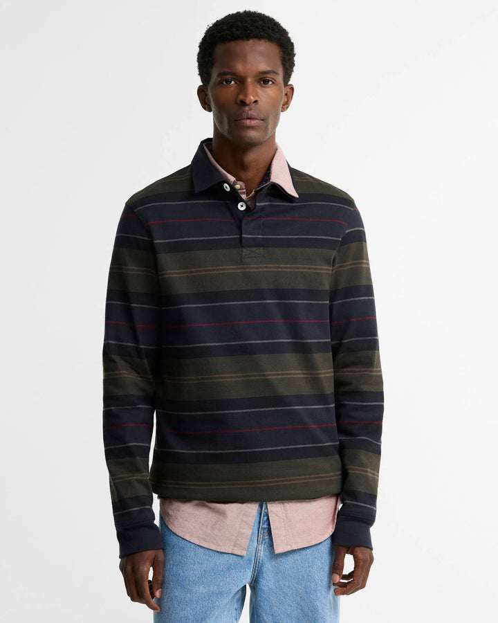 Barbour Frith Striped Rugby Shirt: Navy