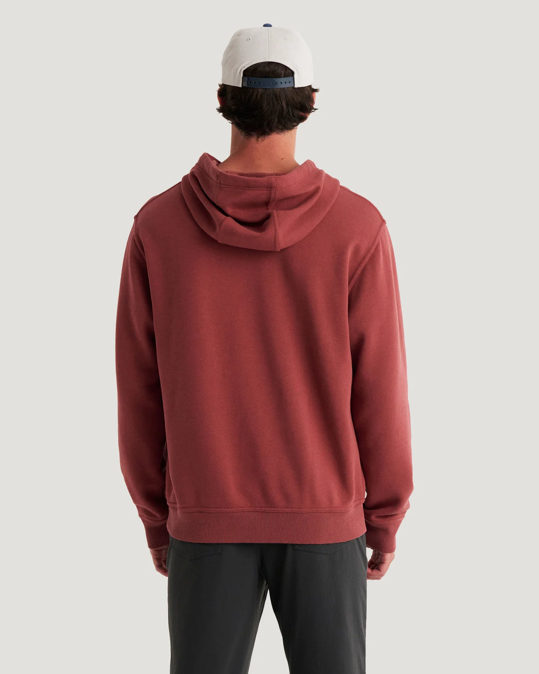 Free Fly Men's Bamboo Northcoast Fleece Pullover Hoodie: Red Currant