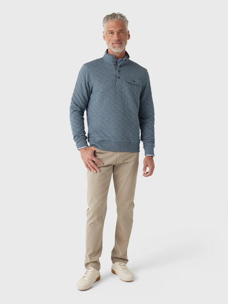 Faherty Epic Quilted Fleece Pullover: Crystal Creek Heather