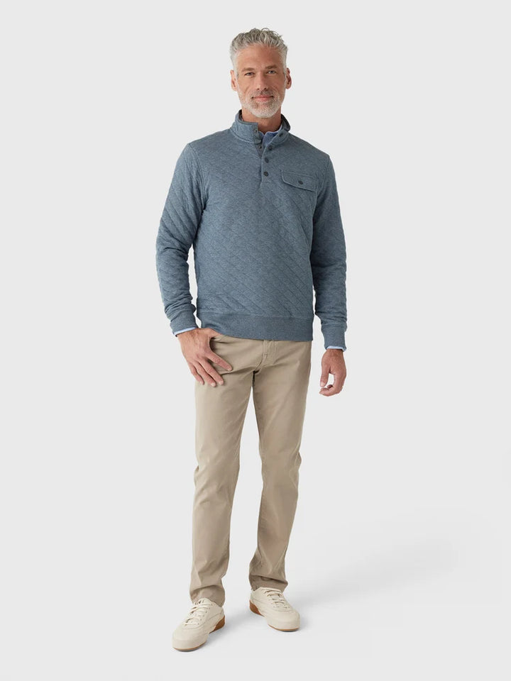Faherty Epic Quilted Fleece Pullover: Crystal Creek Heather