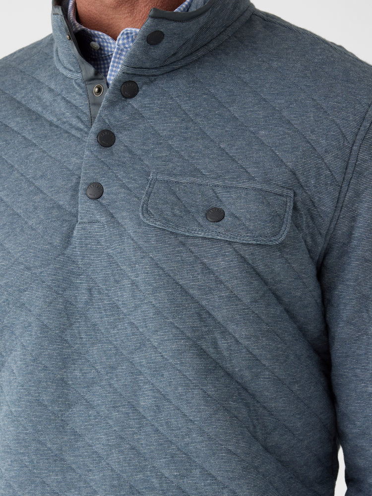 Faherty Epic Quilted Fleece Pullover: Crystal Creek Heather