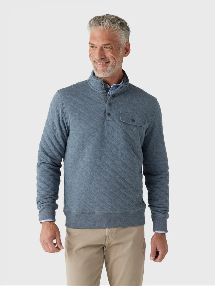 Faherty Epic Quilted Fleece Pullover: Crystal Creek Heather