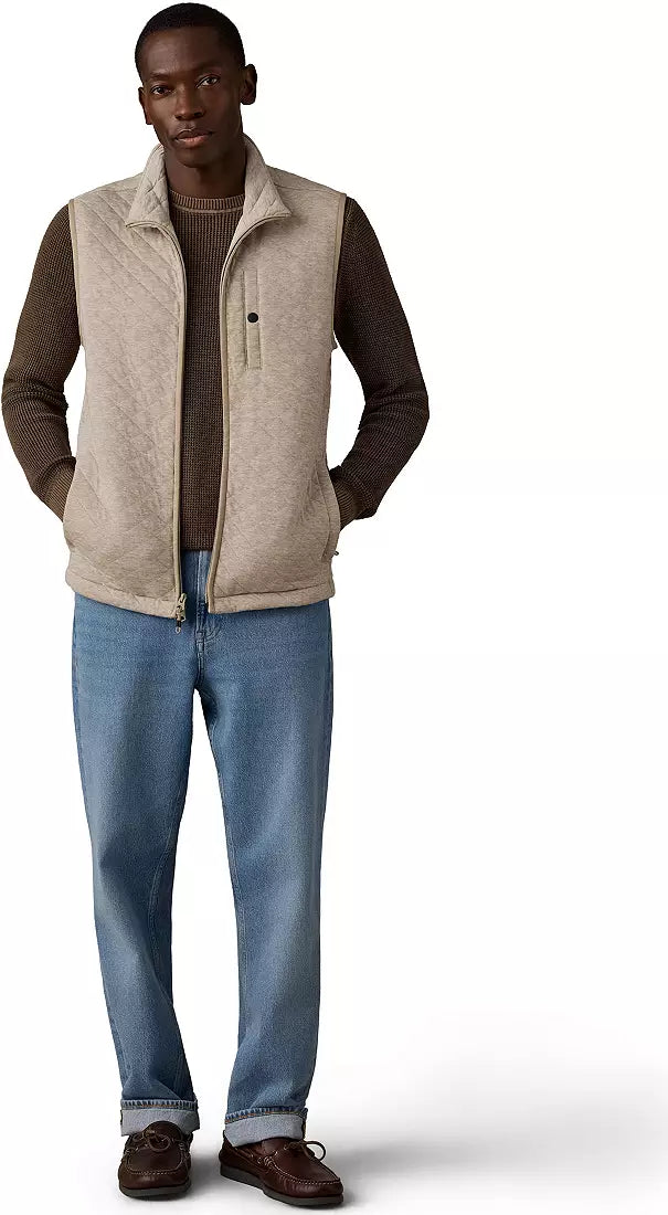 Faherty Epic Quilted Fleece Vest: Oatmeal Melange