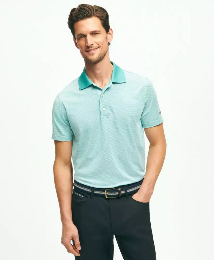 Brooks Brothers Performance Series Micro Stripe Jersey Polo Shirt: Green