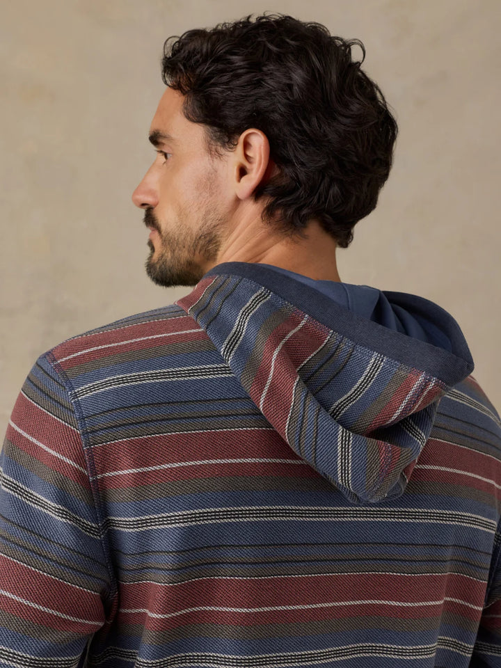 Faherty Men's Byron Bay Hoodie: Nighttime Cherry Stripe