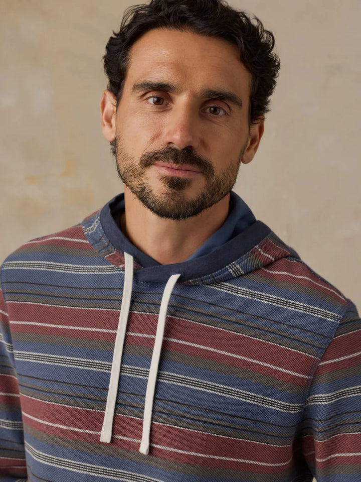 Faherty Men's Byron Bay Hoodie: Nighttime Cherry Stripe