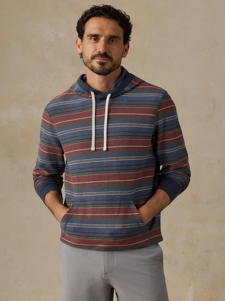 Faherty Men's Byron Bay Hoodie: Nighttime Cherry Stripe