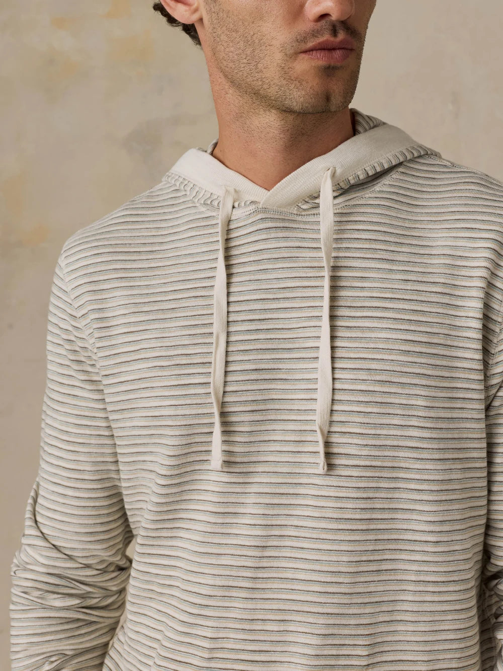 Faherty Men's Sunwashed Slub Hoodie: Cedar Falls Stripe