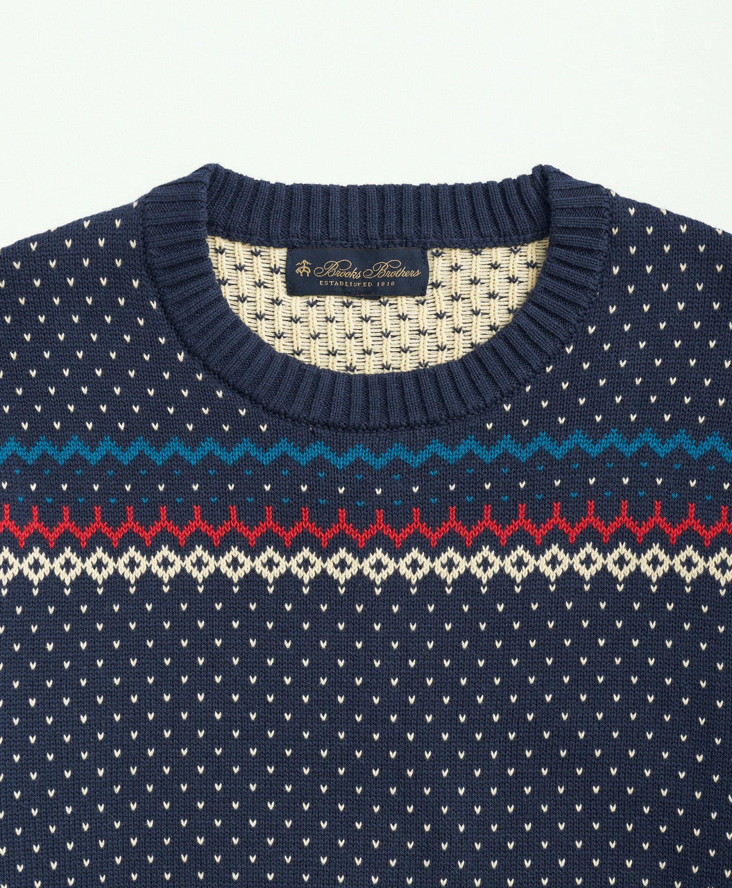 Brooks Brothers Cotton Snowflake Crewneck Sweater: Open Blue