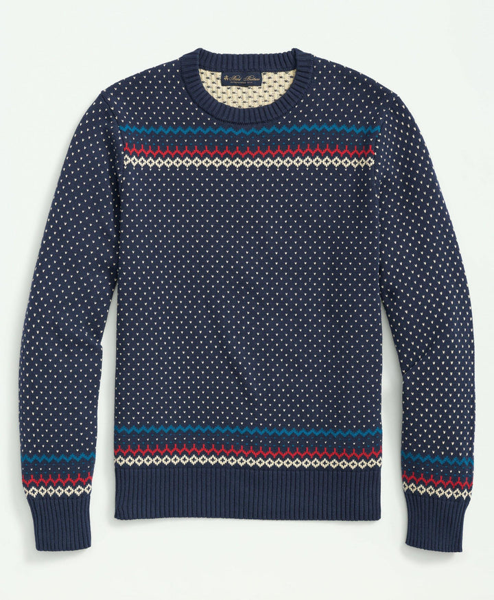 Brooks Brothers Cotton Snowflake Crewneck Sweater: Open Blue