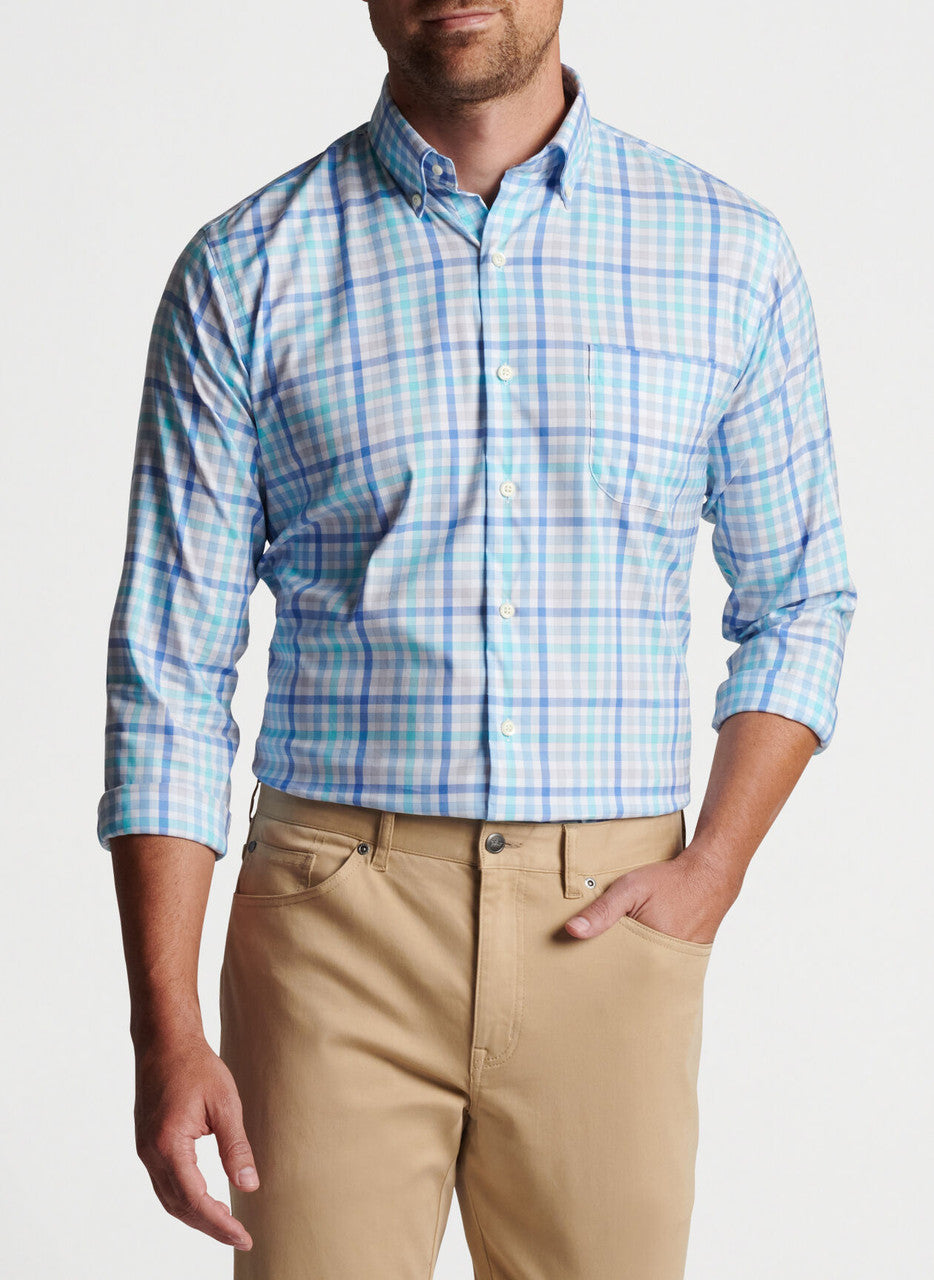 Peter Millar Walker Cotton-Stretch Sport Shirt: Maritime