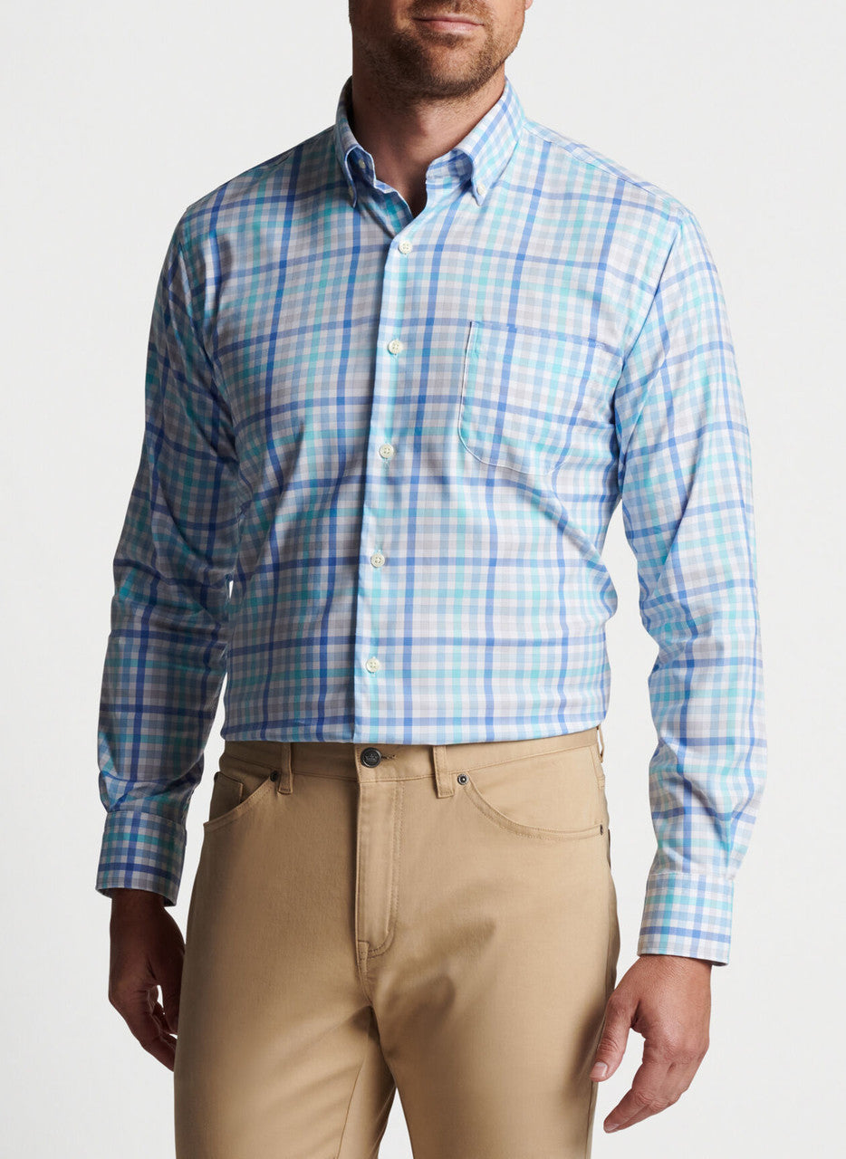 Peter Millar Walker Cotton-Stretch Sport Shirt: Maritime