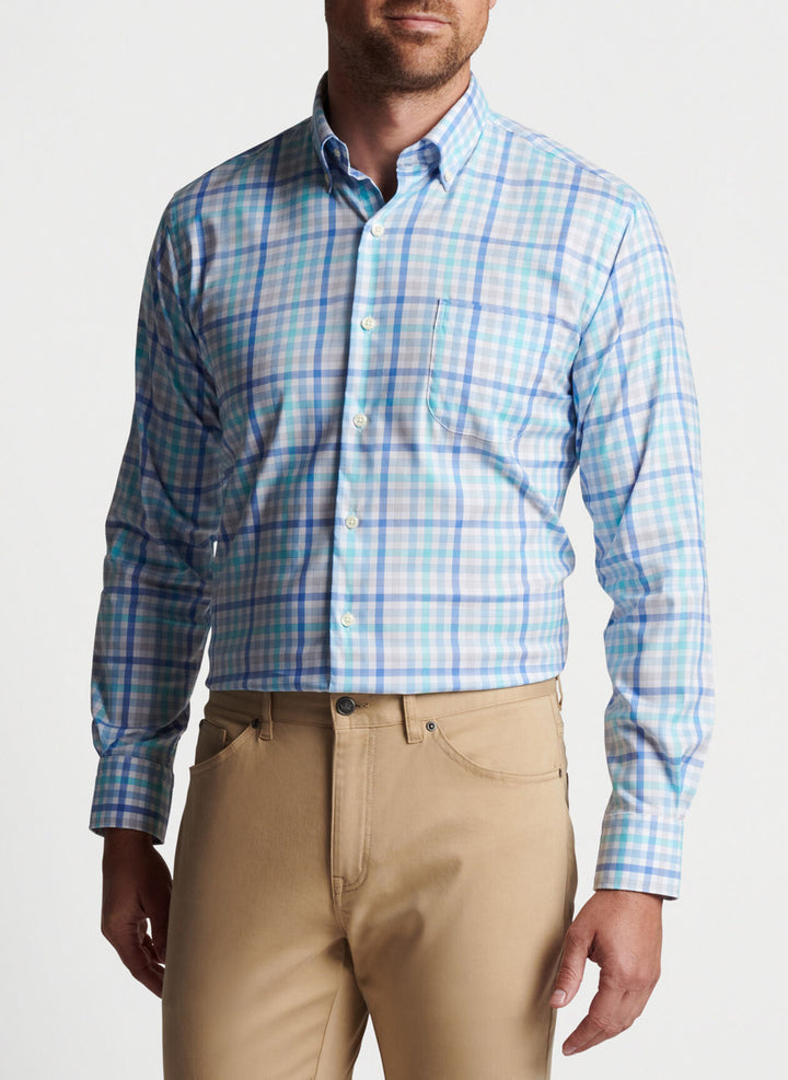 Peter Millar Walker Cotton-Stretch Sport Shirt: Maritime