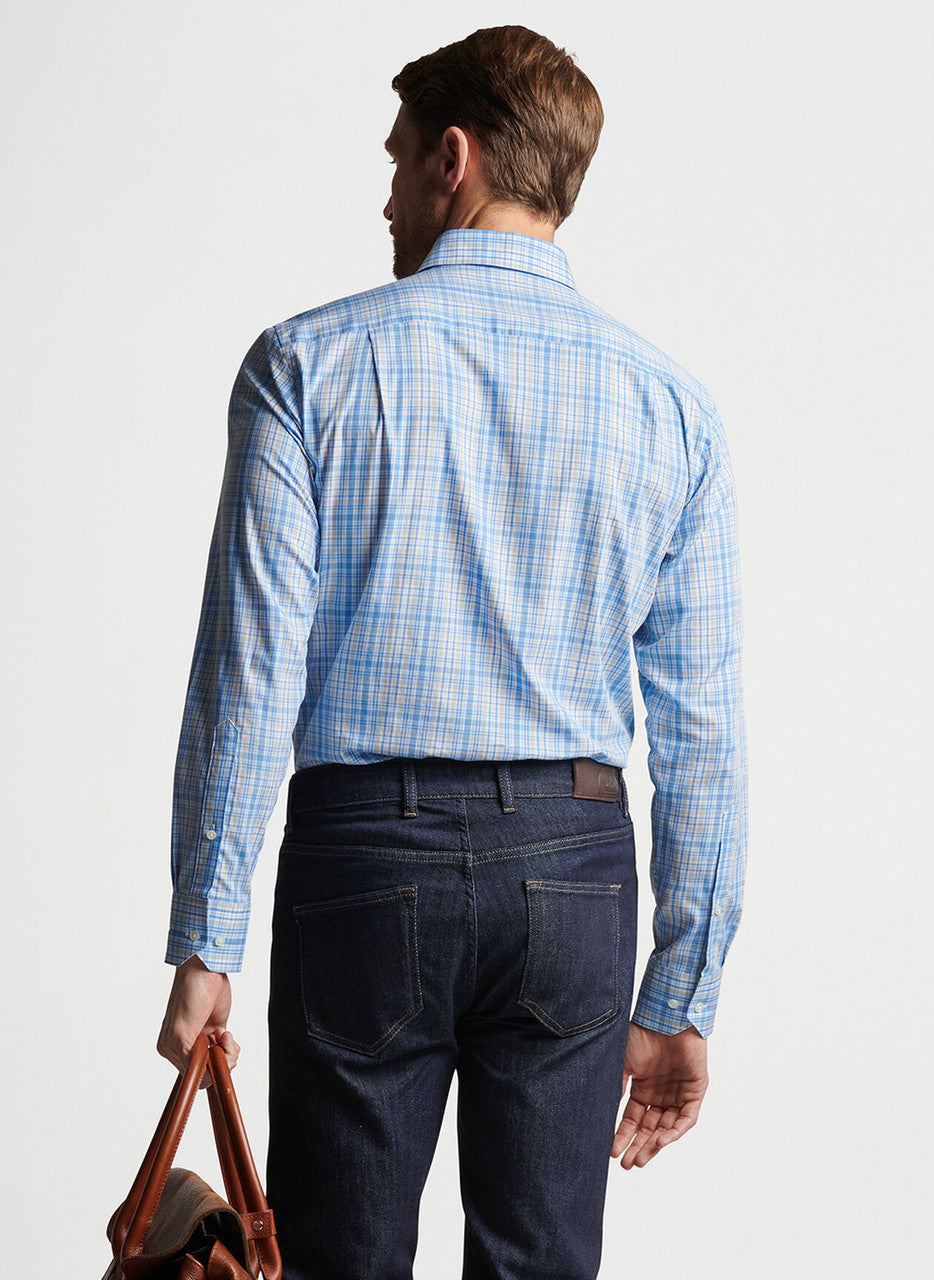 Peter Millar Crown Crafted Beechers Cotton Sport Shirt: Blue Frost