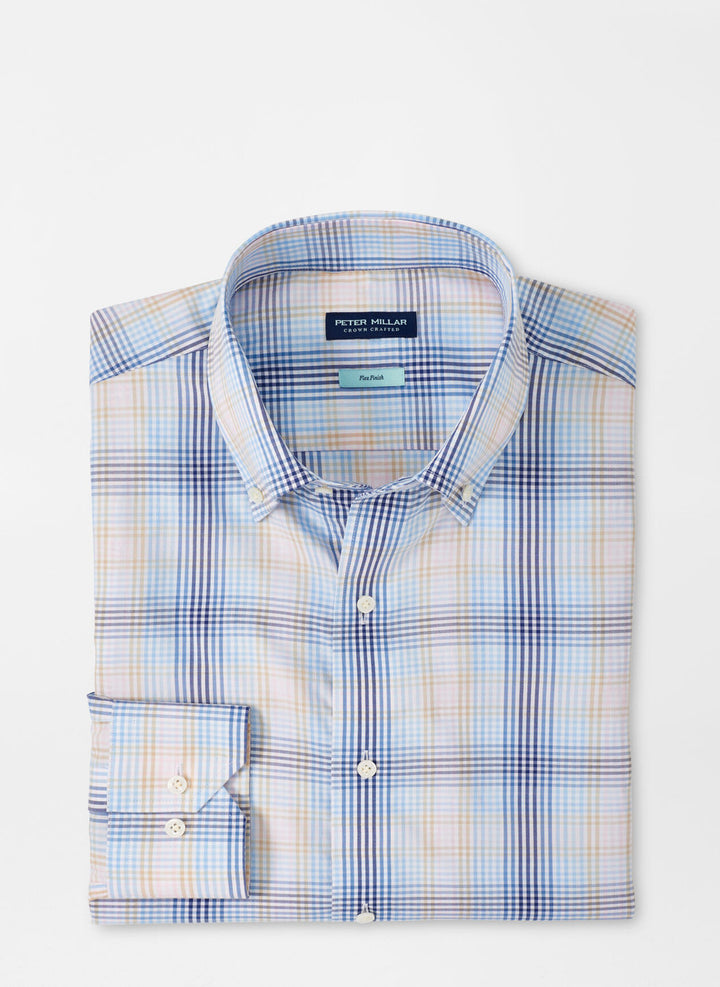 Peter Millar Devon Cotton Sport Shirt: Channel Blue