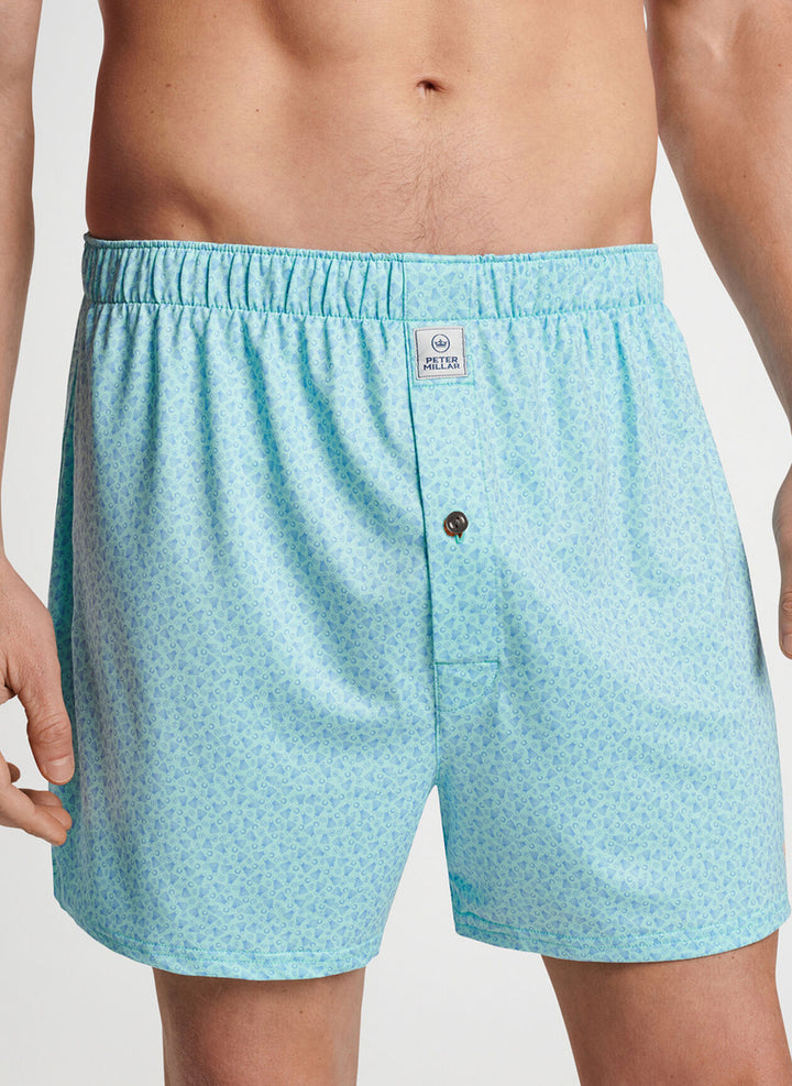 Peter Millar Birdie Time Performance Boxer Short: Cabana Blue