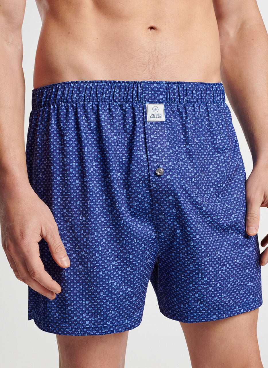 Peter Millar Whiskey Sour Performance Boxer Short: Sport Navy