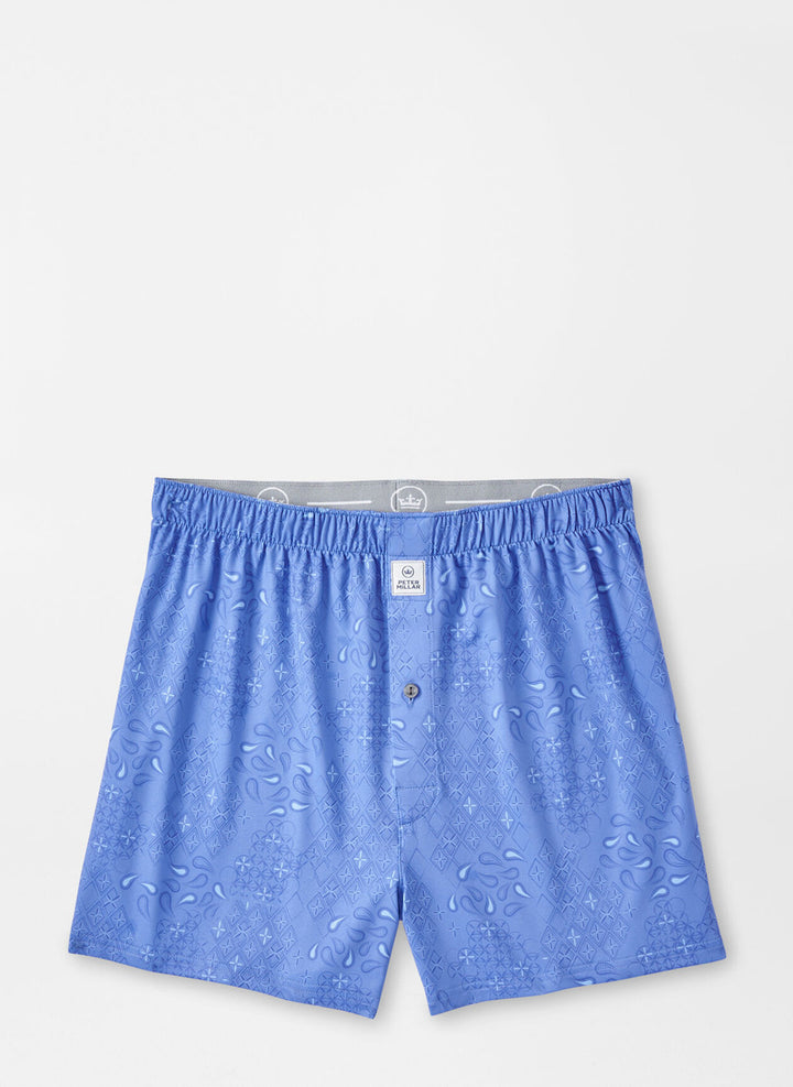 Peter Millar Geo Paisley Performance Boxer Short: Bonnet Blue