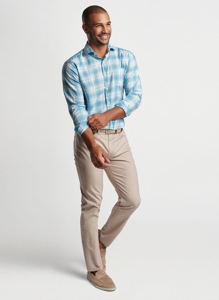 Peter Millar Lynden Summer Soft Cotton Sport Shirt: Cloud