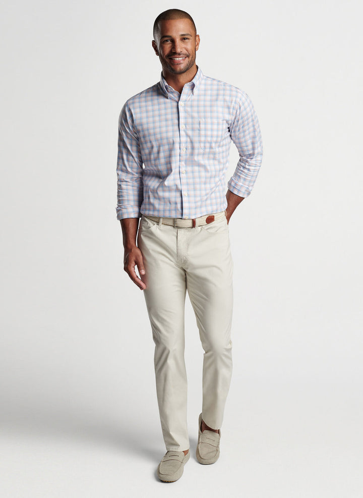 Peter Millar Wilkeson Crown Lite Cotton Stretch Sport Shirt: Larkspur