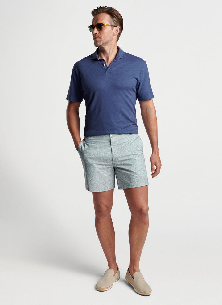 Peter Millar Tropical Leaves Swim Trunk: Sage Fog