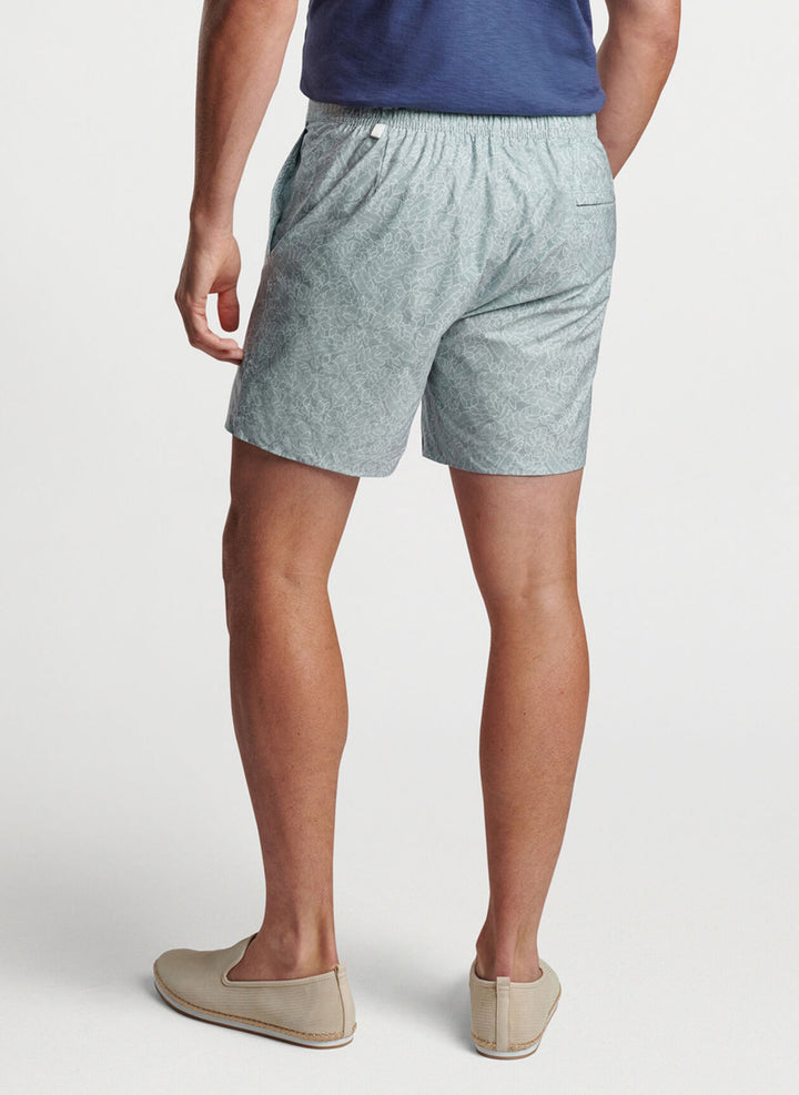 Peter Millar Tropical Leaves Swim Trunk: Sage Fog