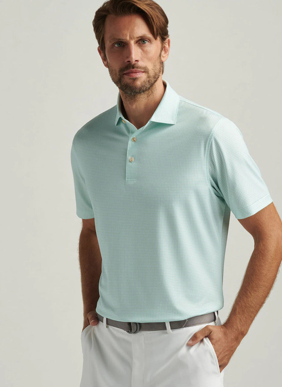 Peter Millar Orbit Performance Jersey Polo: White/Pear Tart