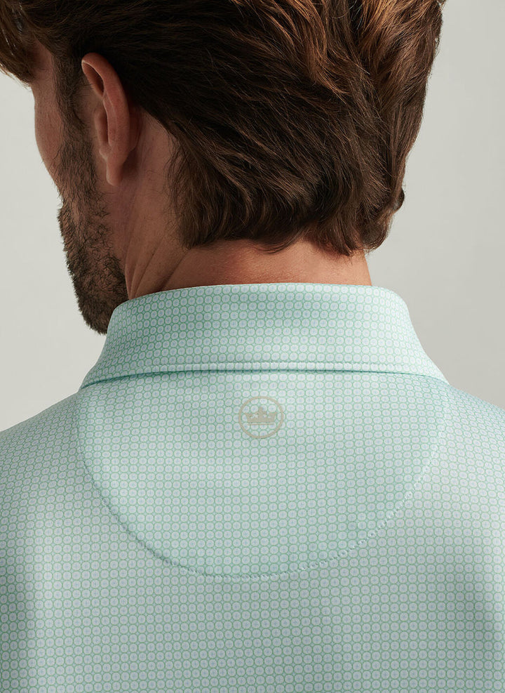 Peter Millar Orbit Performance Jersey Polo: White/Pear Tart