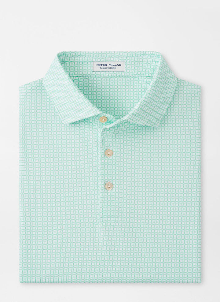 Peter Millar Orbit Performance Jersey Polo: White/Pear Tart