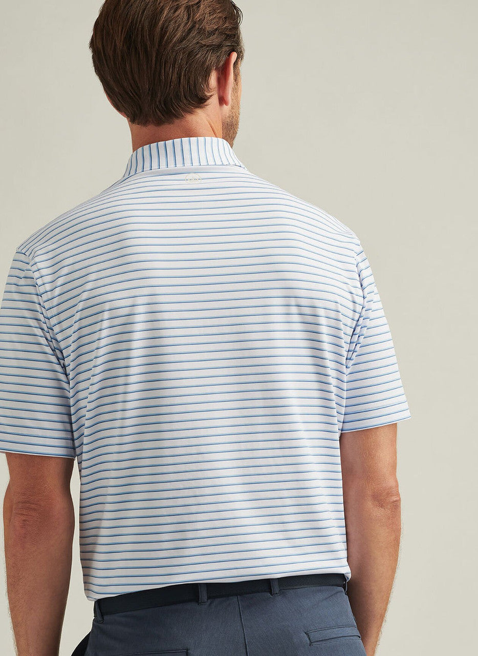 Peter Millar Dunnes Performance Jersey Polo: White/Cottage Blue