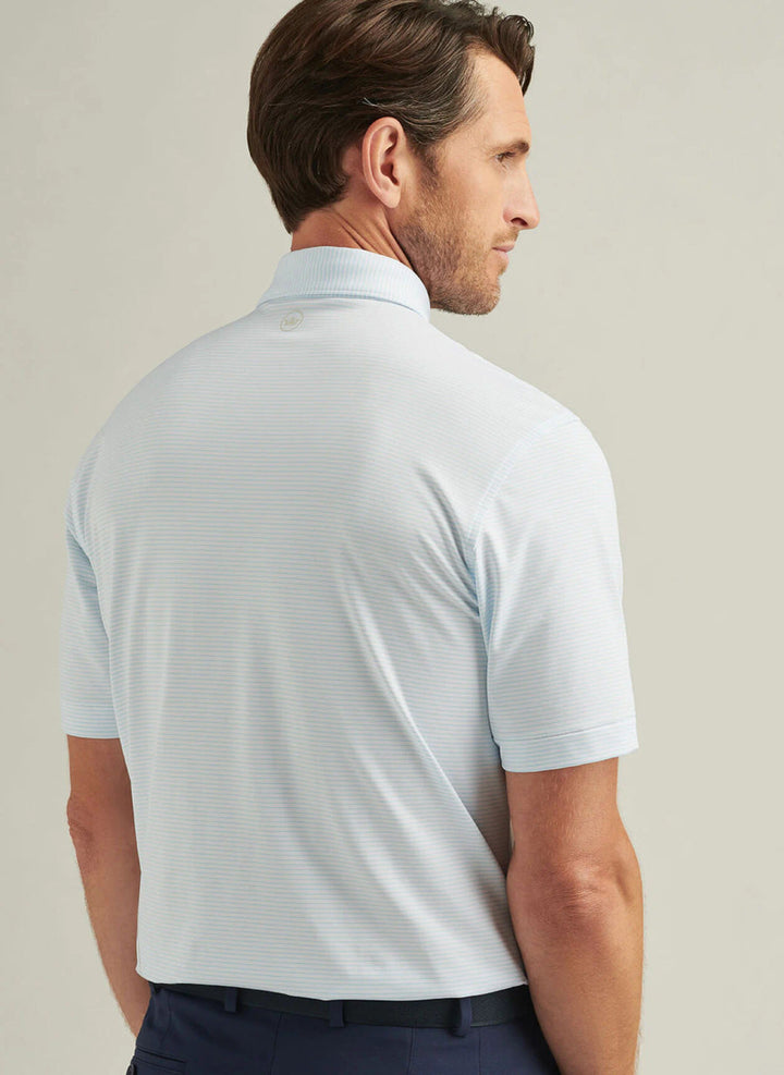 Peter Millar Highlands Performance Jersey Polo: White/Maya Blue