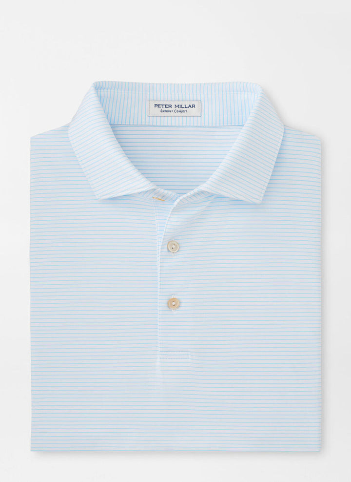 Peter Millar Highlands Performance Jersey Polo: White/Maya Blue