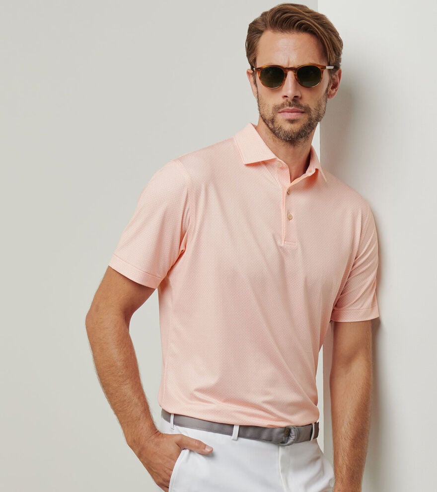 Peter Millar Santos Geo Performance Jersey Polo: Papaya