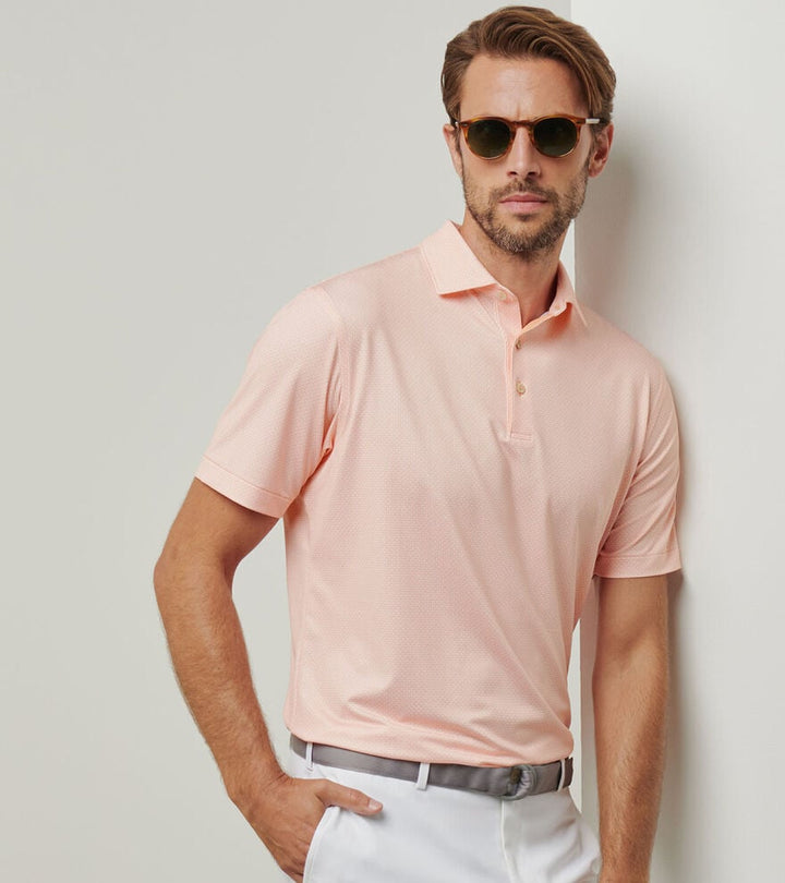 Peter Millar Santos Geo Performance Jersey Polo: Papaya