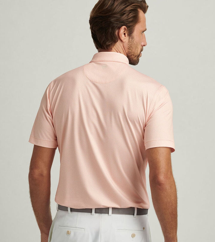 Peter Millar Santos Geo Performance Jersey Polo: Papaya