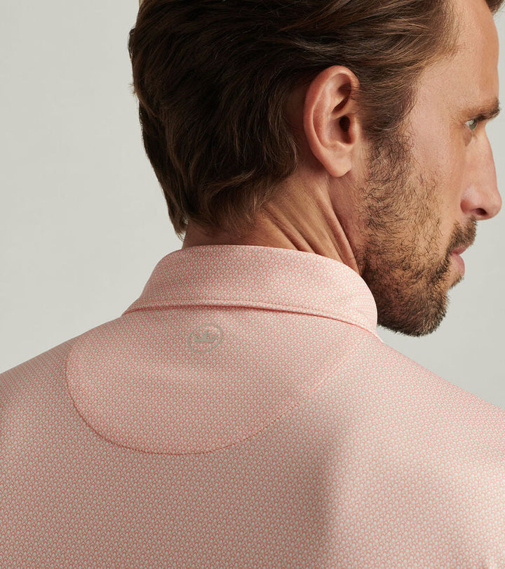 Peter Millar Santos Geo Performance Jersey Polo: Papaya