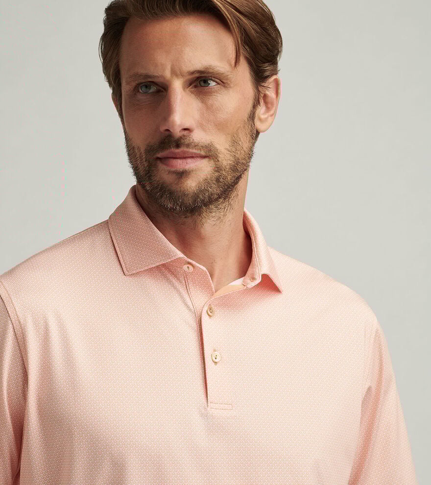 Peter Millar Santos Geo Performance Jersey Polo: Papaya