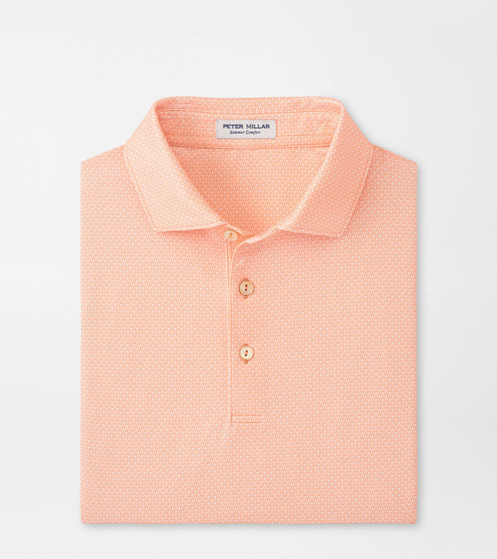 Peter Millar Santos Geo Performance Jersey Polo: Papaya