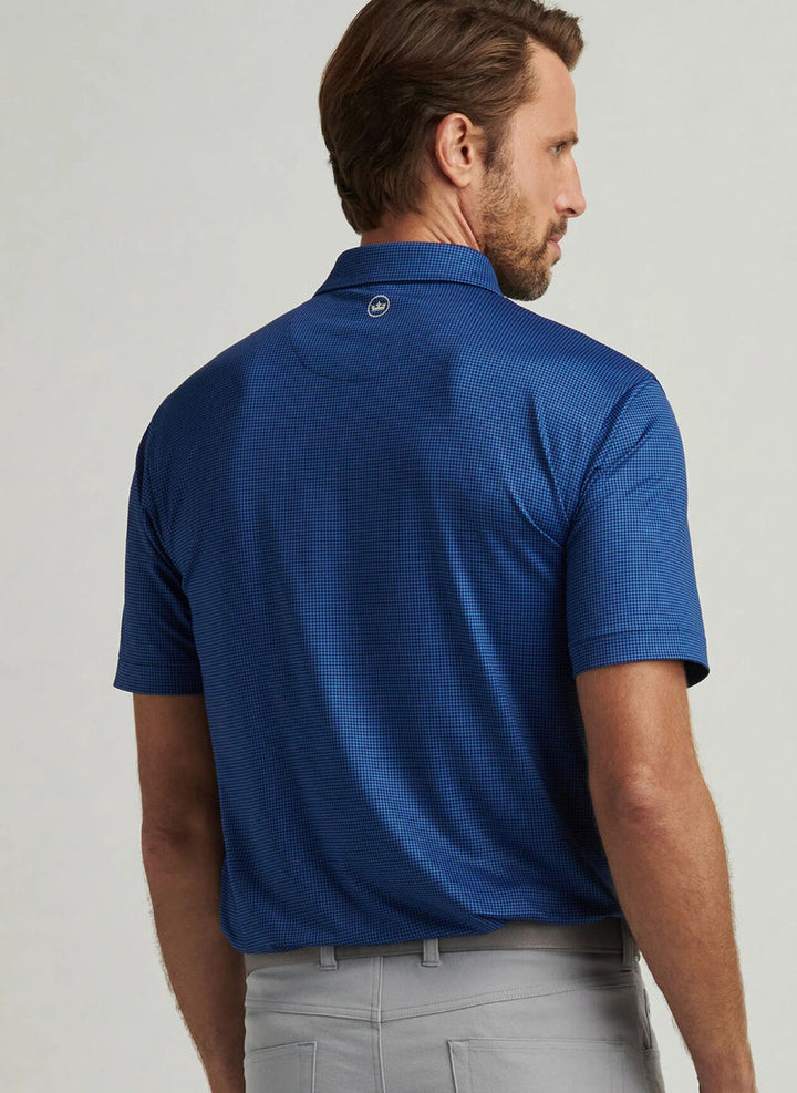 Peter Millar Gingham Performance Jersey Polo: Navy