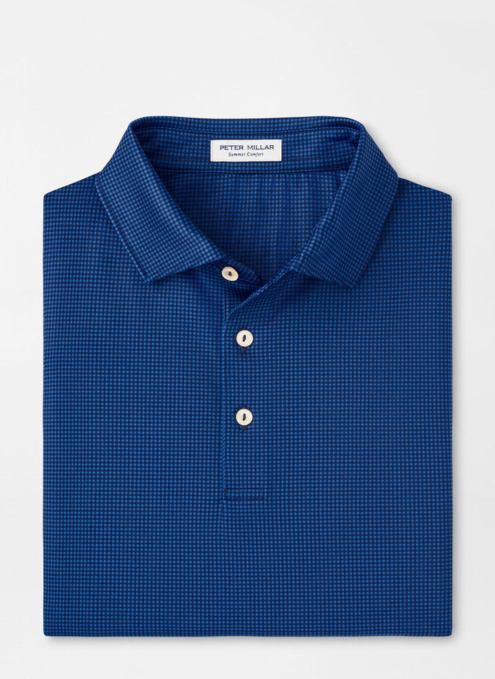 Peter Millar Gingham Performance Jersey Polo: Navy