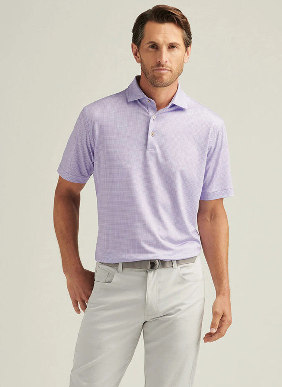 Peter Millar Gingham Performance Jersey Polo: Ultra Violet