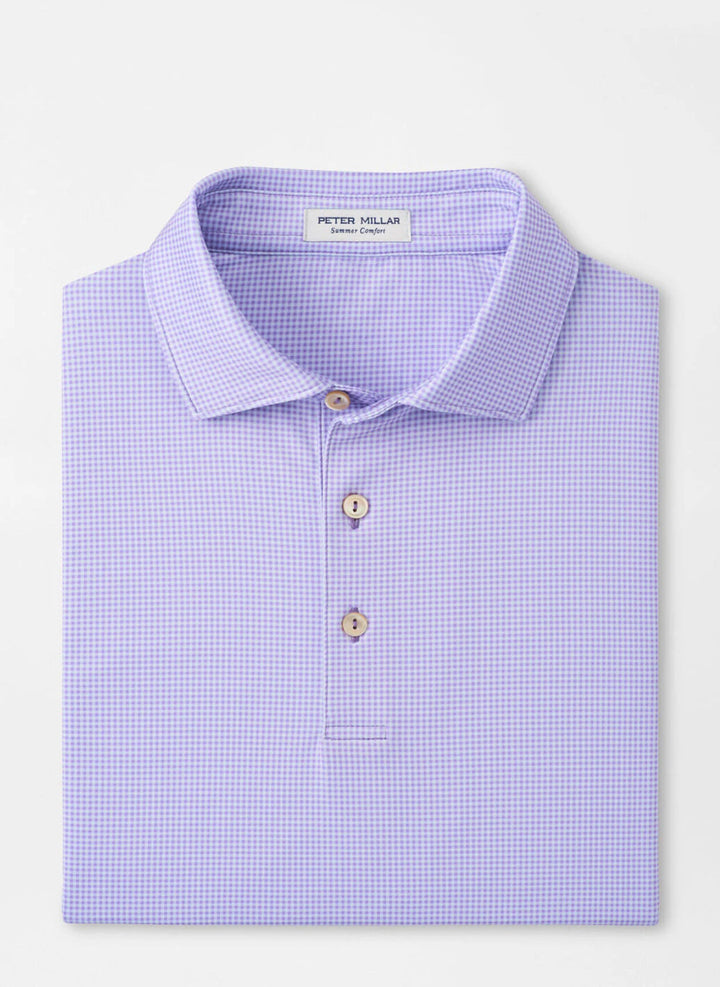 Peter Millar Gingham Performance Jersey Polo: Ultra Violet